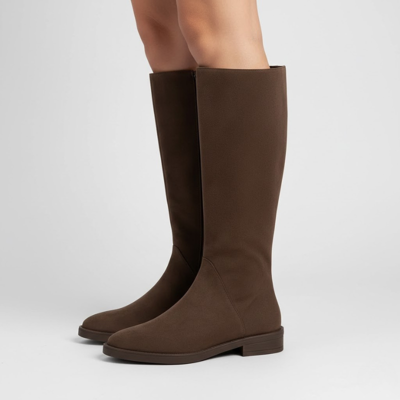 Damskie kozaki za kolano z wysokiej jakości zamszu – elegancki niski obcas blokowy