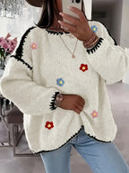 Lirielle | Damski sweter w kwiaty – elegancki sweter zakładany przez głowę