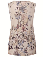 Women's lace and floral patchwork top – elegant sleeveless blouse