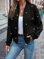 Ilona | Damowa kurtka baseballowa z koralikami – swobodna kurtka typu bomber w stylu varsity