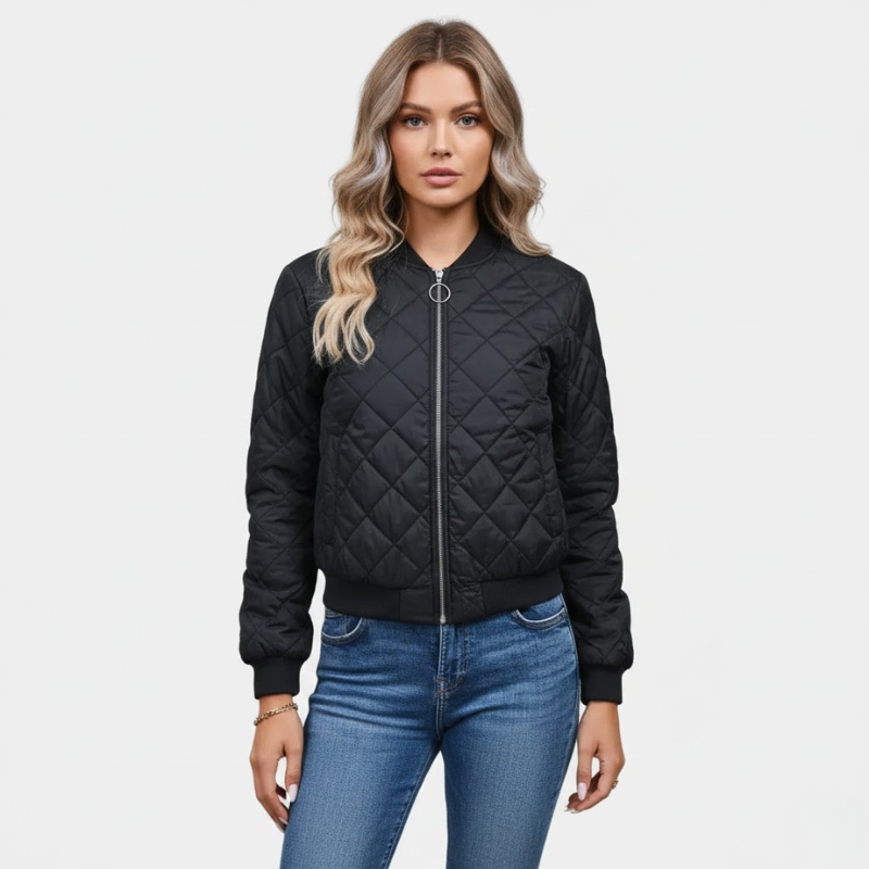 Damska kurtka typu bomber zapinana na zamek – elegancka odzież wierzchnia na co dzień