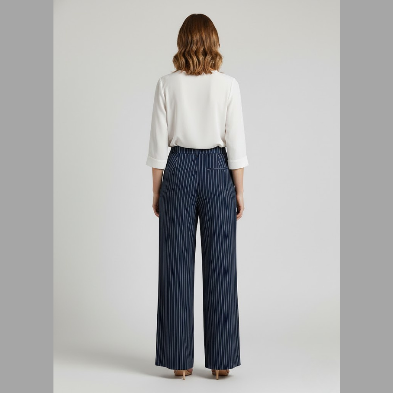 Spodnie damskie w paski z szerokimi nogawkami – atrakcyjny krój z wysokim stanem