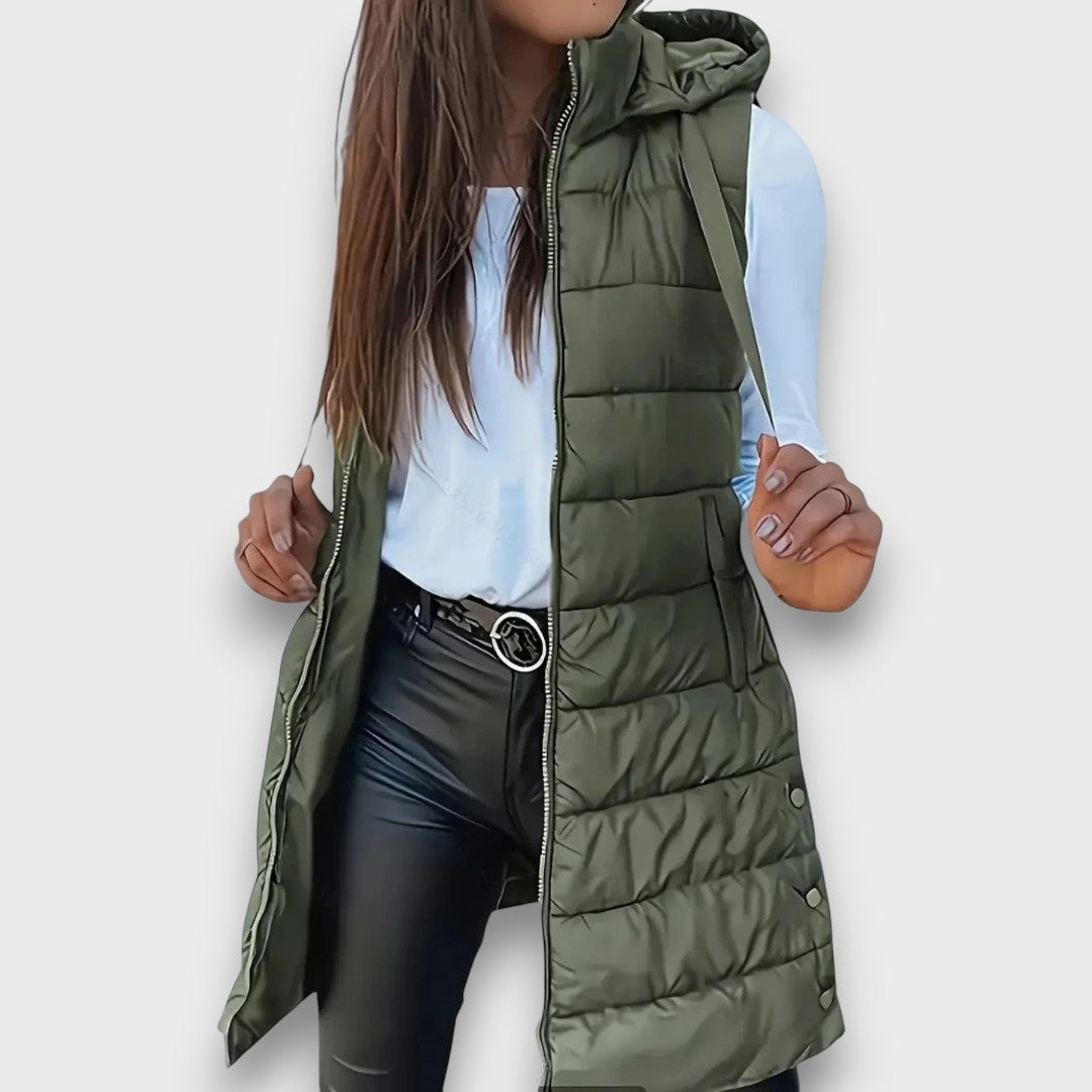 Xenia | Women's Hooded Down Vest - Warm, Insulated Sleeveless Jacket