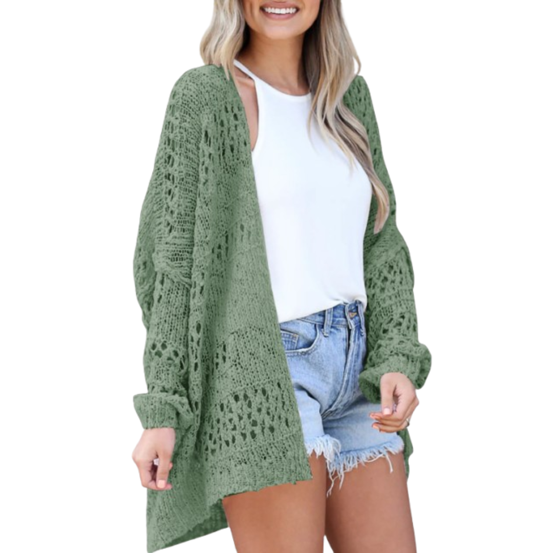 Azmira | Lekki damski kardigan w stylu oversize – letni sweter w stylu boho z luźnym splotem
