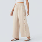High-waisted, wide-leg 7/8 trousers – casual trousers with a linen feel
