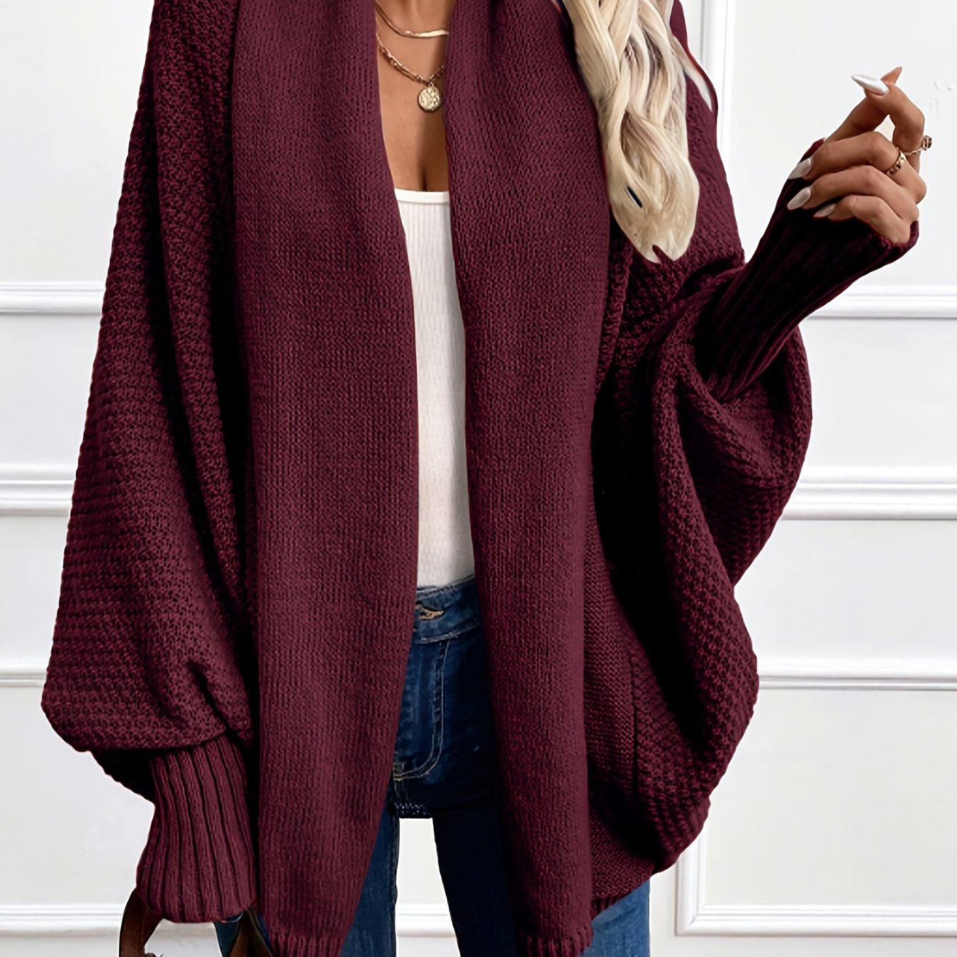 Zadie | Women’s Mid-Length Cardigan – Loose Fit Shawl Collar Jacket