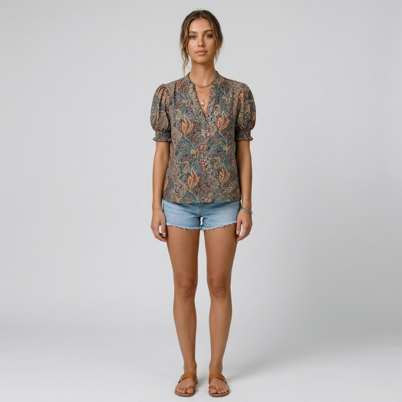 Modische kurze Bluse mit Puffärmeln – eine feminine und schicke Bluse für jeden Tag