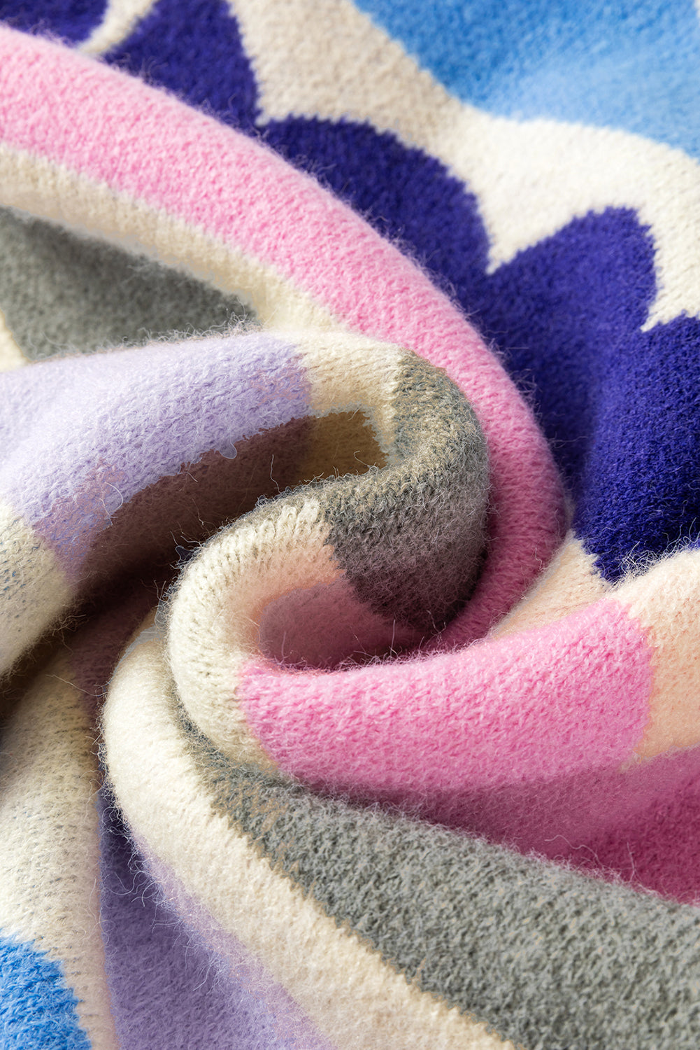 Anabela | Damski sweter w paski „Wave” – sweter z dzianiny z bufiastymi rękawami