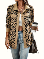 Keely | Women's Leopard Print Shirt - Casual Long Sleeve Button Down Jacket