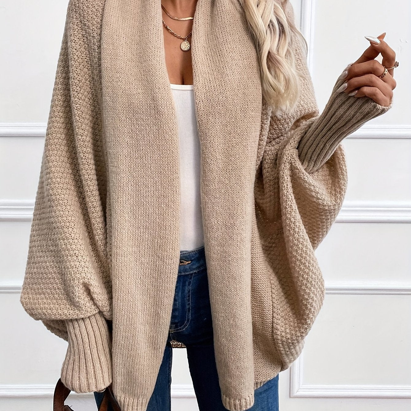 Zadie | Women’s Mid-Length Cardigan – Loose Fit Shawl Collar Jacket