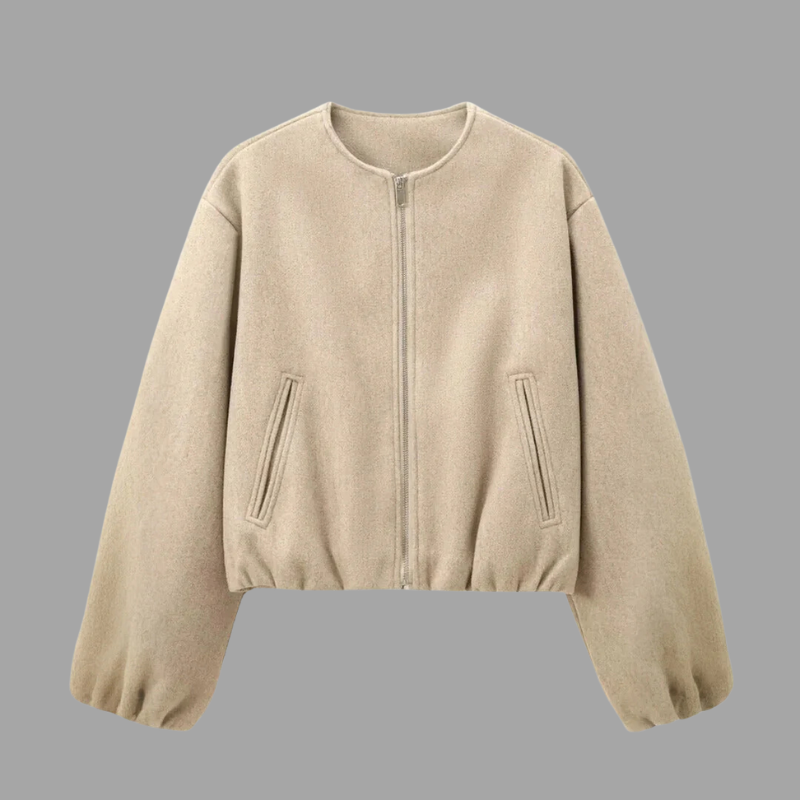 Damska krótka kurtka przejściowa – lekka, z długim rękawem