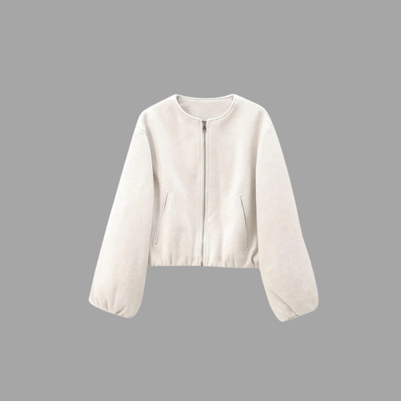 Damska krótka kurtka przejściowa – lekka, z długim rękawem