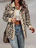 Keely | Women's Leopard Print Shirt - Casual Long Sleeve Button Down Jacket