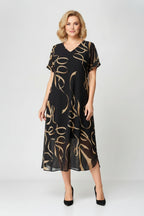 Plus Size Chiffon Midi Dress – Elegantly Flowy Evening Gown