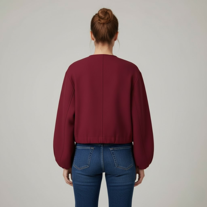 Damska krótka kurtka przejściowa – lekka, z długim rękawem