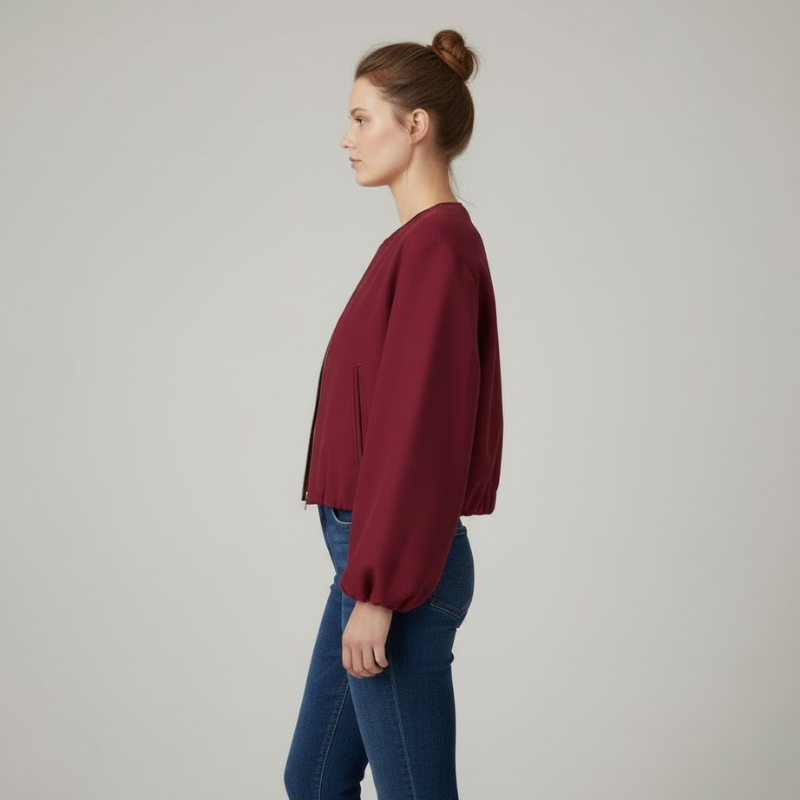 Damska krótka kurtka przejściowa – lekka, z długim rękawem