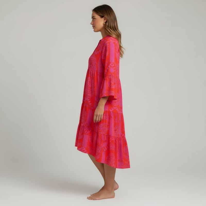 Elegant women's midi dress for summer - half-sleeve, comfort and casual style