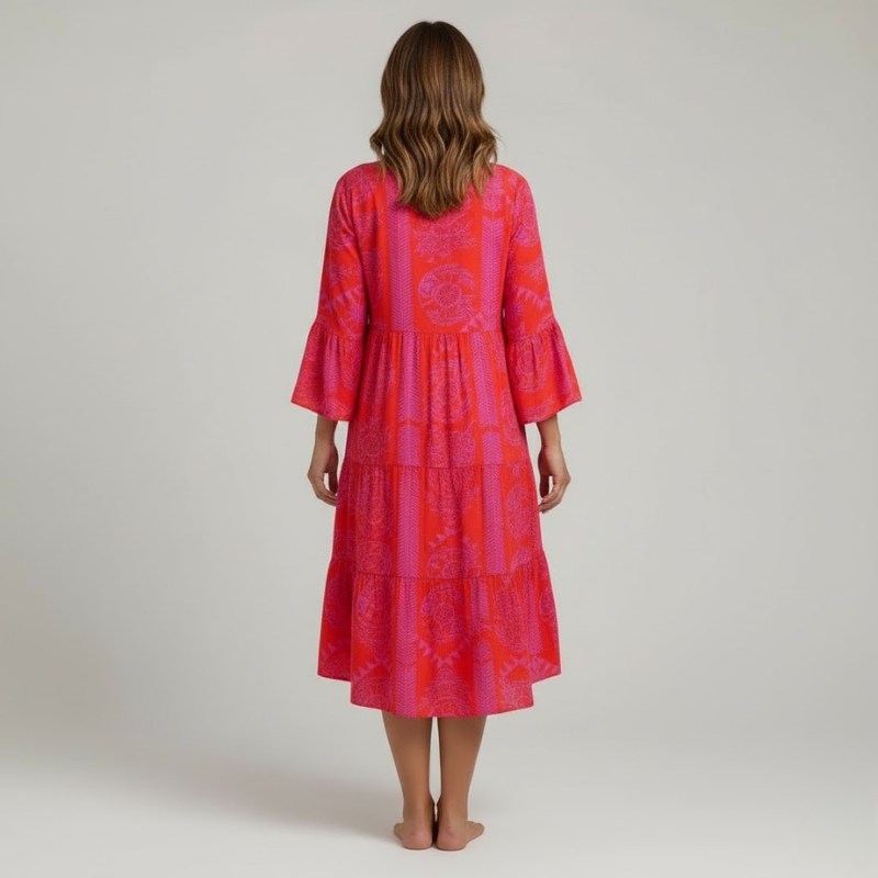 Elegant women's midi dress for summer - half-sleeve, comfort and casual style