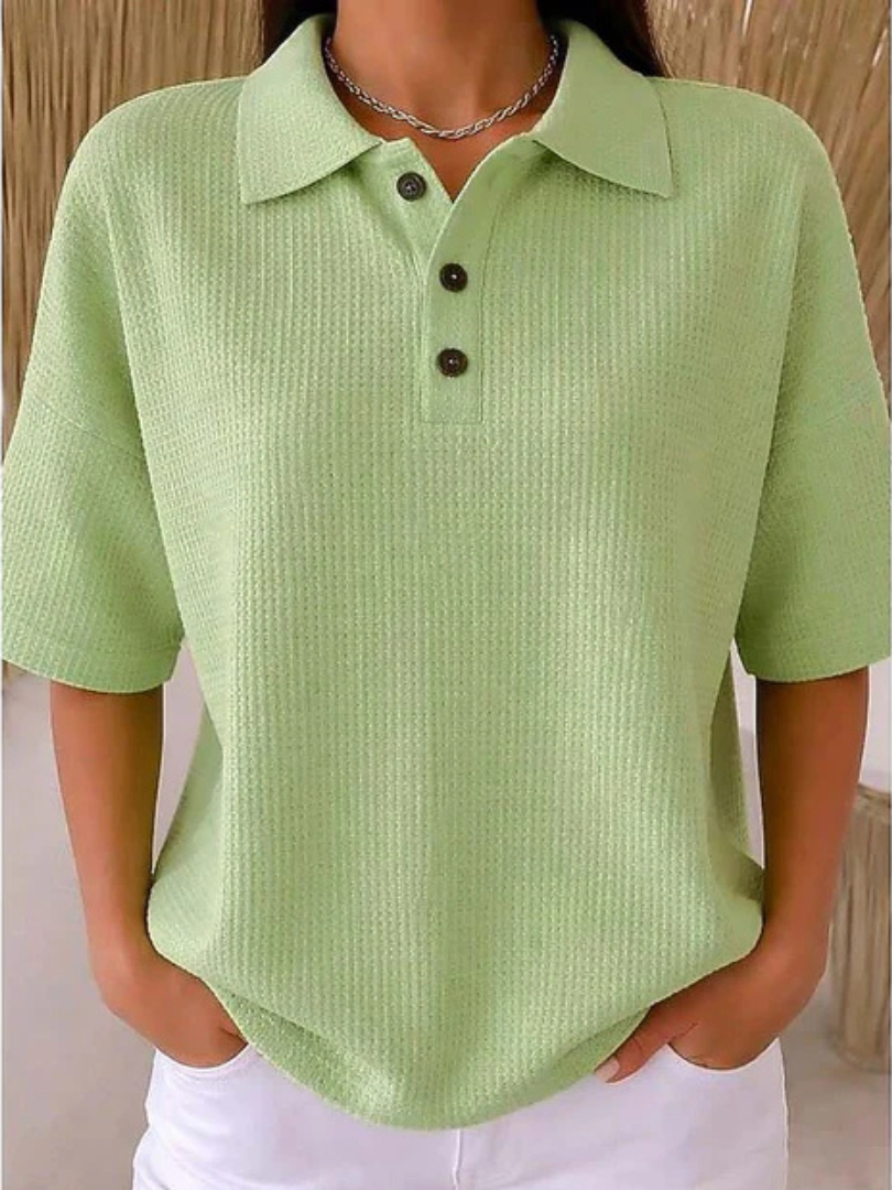 Virellia | Women's waffle-knit polo shirt – loose fit