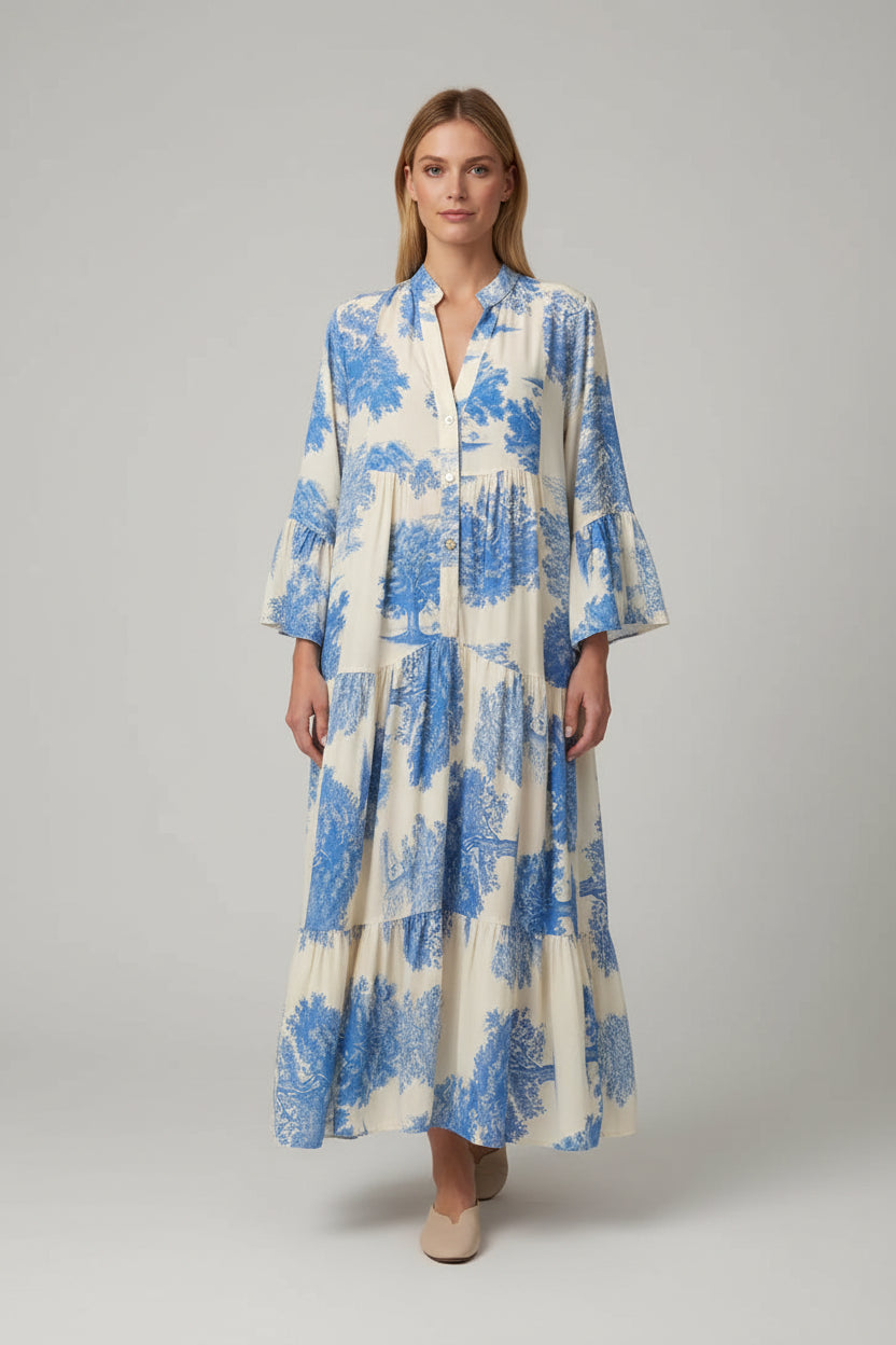 Sukienka maxi w stylu boho z rozkloszowanym dołem – swobodny, letni styl z naturalnym, kobiecym urokiem