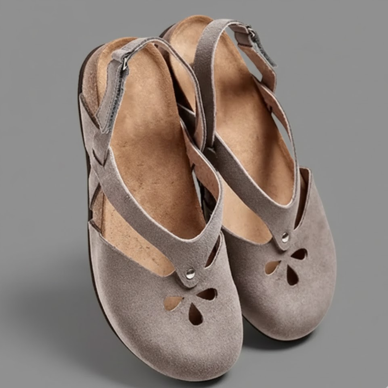 Damskie sandały retro z zamkniętymi palcami – regulowane, wygodne buty z paskiem na rzep