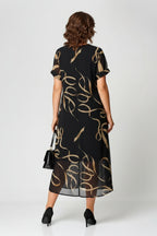Plus Size Chiffon Midi Dress – Elegantly Flowy Evening Gown