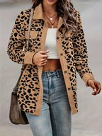 Keely | Women's Leopard Print Shirt - Casual Long Sleeve Button Down Jacket