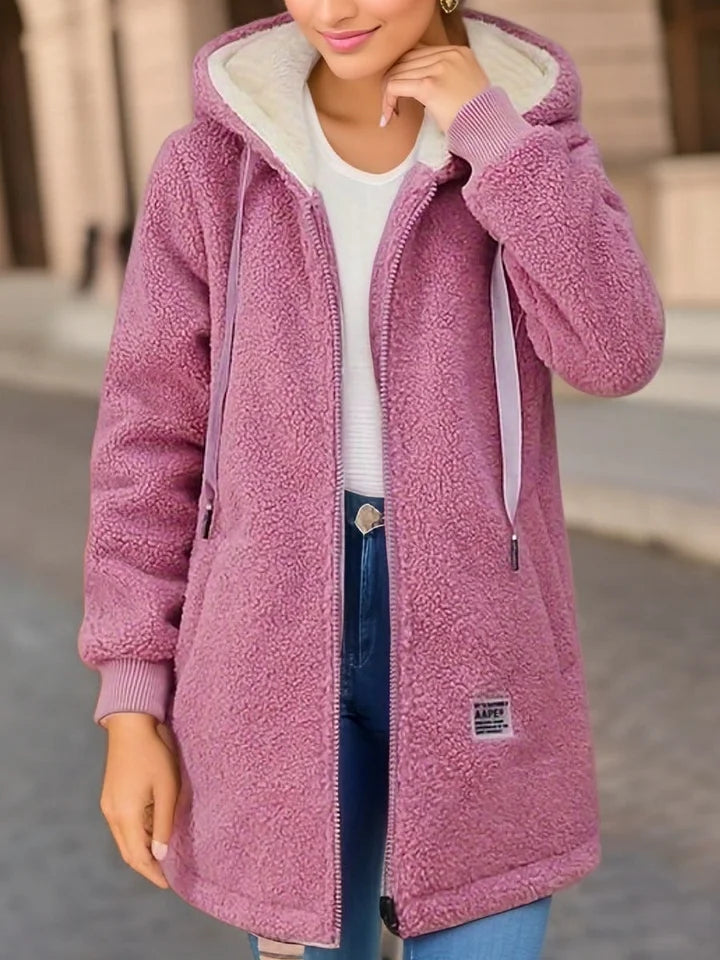 Dior | Damska bluza z kapturem z polaru zapinana na zamek – lekka, swobodna kurtka