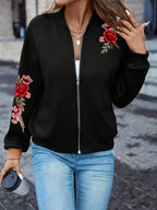 Krystyna | Haftowana damska kurtka typu bomber – swobodna kurtka w stylu baseballowym typu varsity