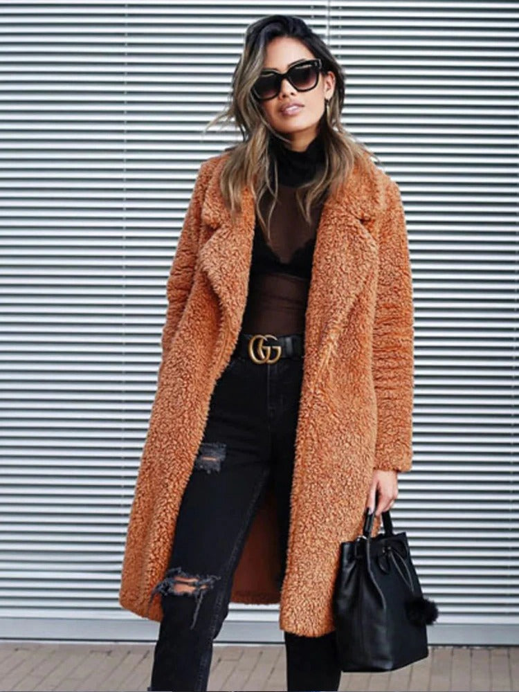 Clotilde | Women's Long Teddy Coat – Soft, Plush Oversized Jacket