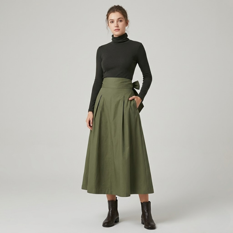 Luźna spódnica maxi z wysokim stanem – elegancki, szeroki element garderoby damskiej