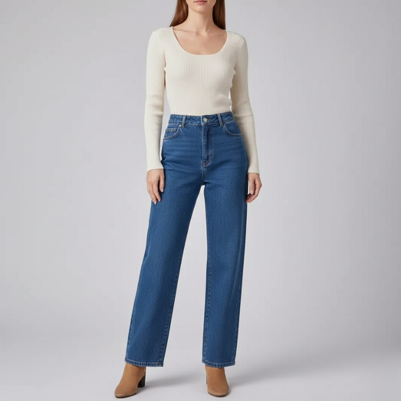 Jeansy damskie Everyday Comfort – klasyczny głęboki niebieski krój