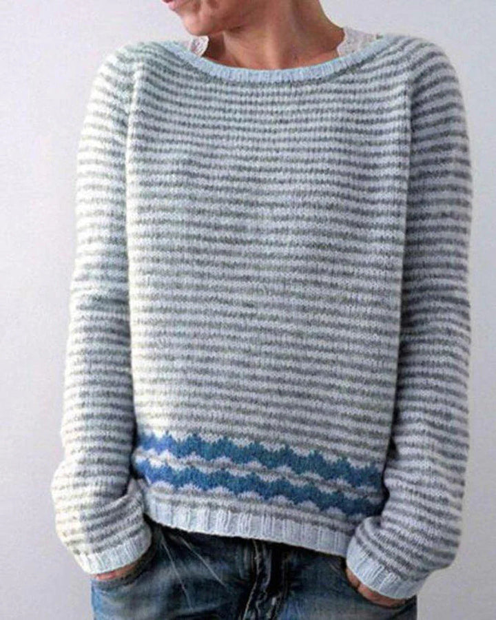 Filipa | Damska sweter w stylu retro z dzianiny – sweter z długim rękawem w geometryczne wzory