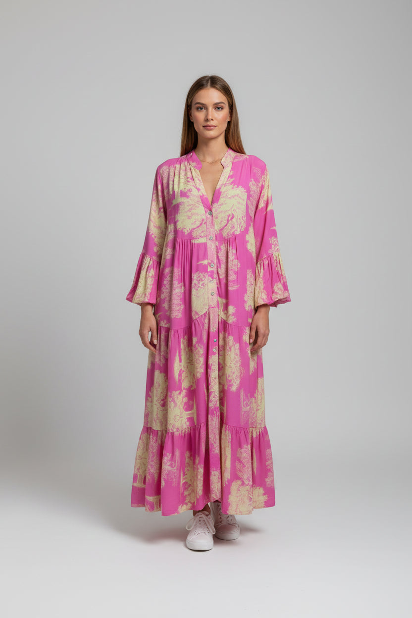 Sukienka maxi w stylu boho z rozkloszowanym dołem – swobodny, letni styl z naturalnym, kobiecym urokiem