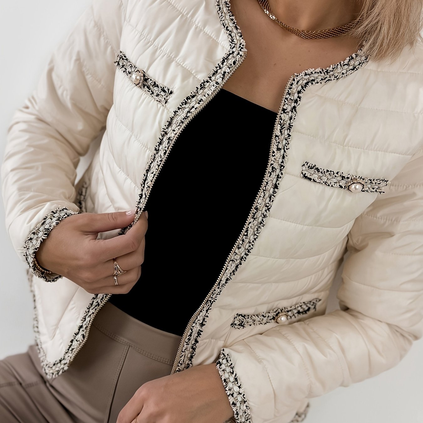 Tahlina | Klasyczna damska bluzka z okrągłym dekoltem – z długim rękawem, elegancki sweter z dzianiny