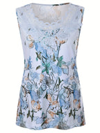 Women's lace and floral patchwork top – elegant sleeveless blouse