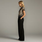 Women's satin color block blouse – elegant long-sleeved blouse
