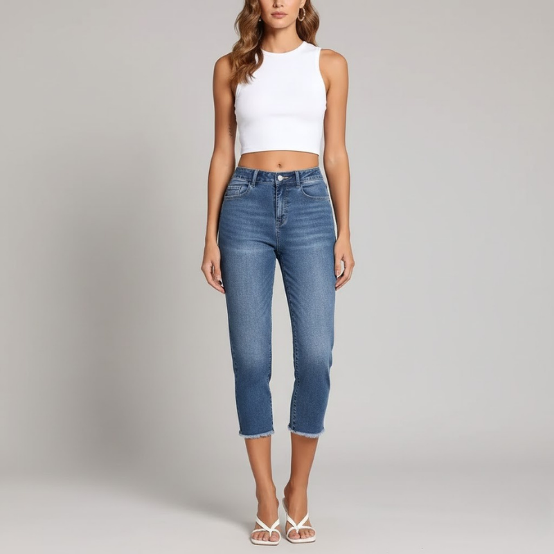 Eleganckie, krótkie jeansy damskie – dopasowane, małe rozmiary