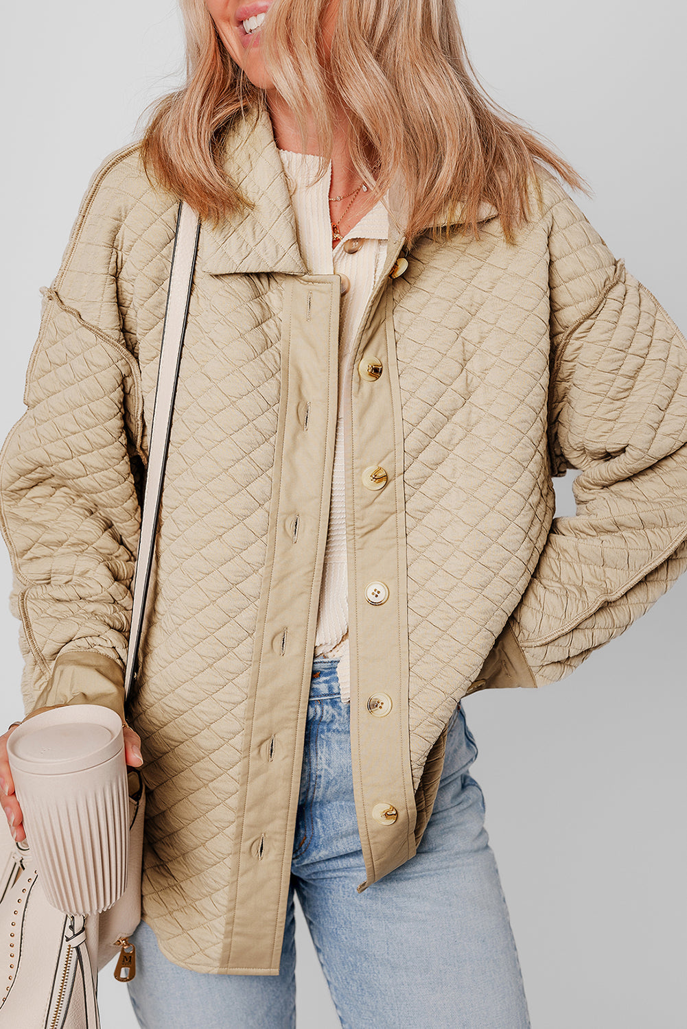 Norelia | Women's Quilted Shacket – Button-Up Jacket with Turn-Down Collar