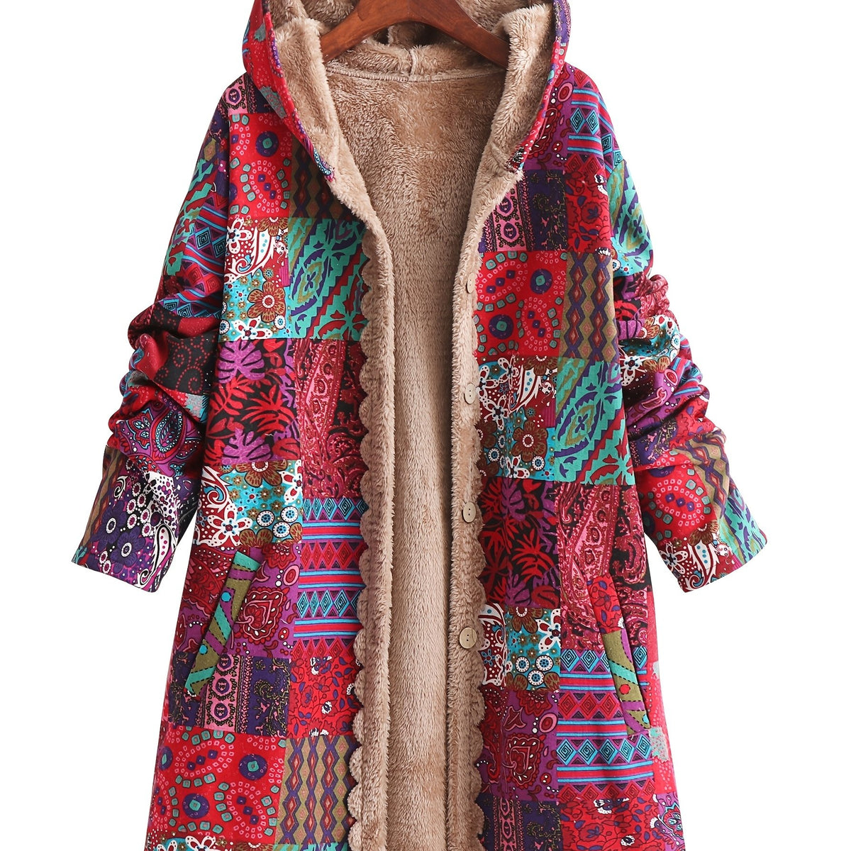 Cailynne | Women's Printed Hooded Jacket - Thick, Insulated Long Sleeve Coat