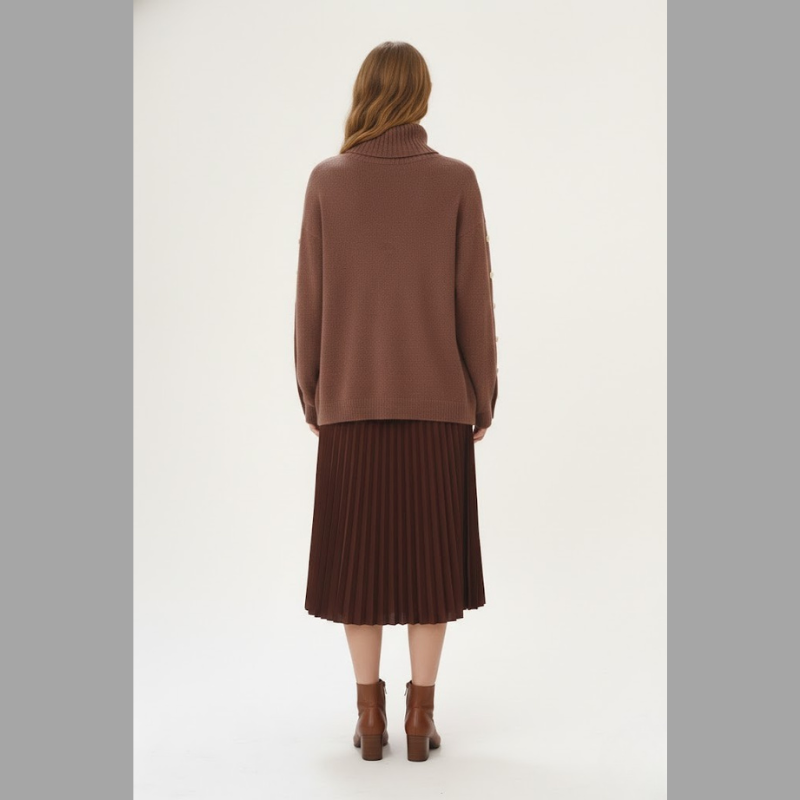 Modny sweter z węzłem akcentowym – lekka, elastyczna dzianina damska