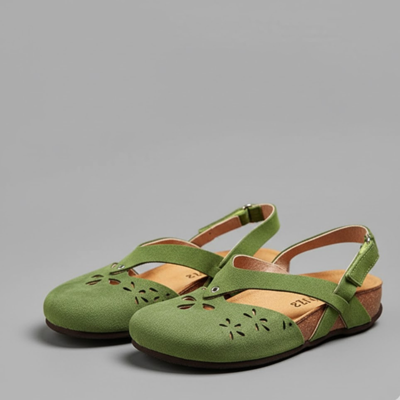 Damskie sandały retro z zamkniętymi palcami – regulowane, wygodne buty z paskiem na rzep