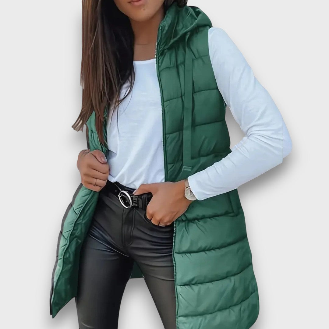 Xenia | Women's Hooded Down Vest - Warm, Insulated Sleeveless Jacket