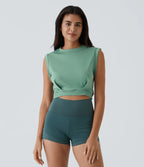 Sports short top for yoga - round neck sleeveless sportswear