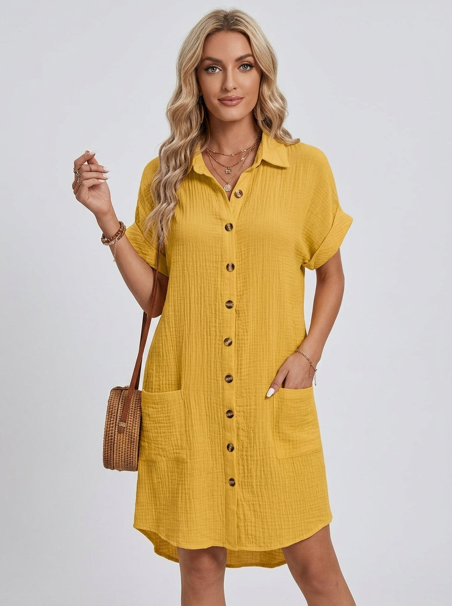 Orlienne | Sukienka koszulowa damska – lekka, zapinana na guziki sukienka w stylu casualowym