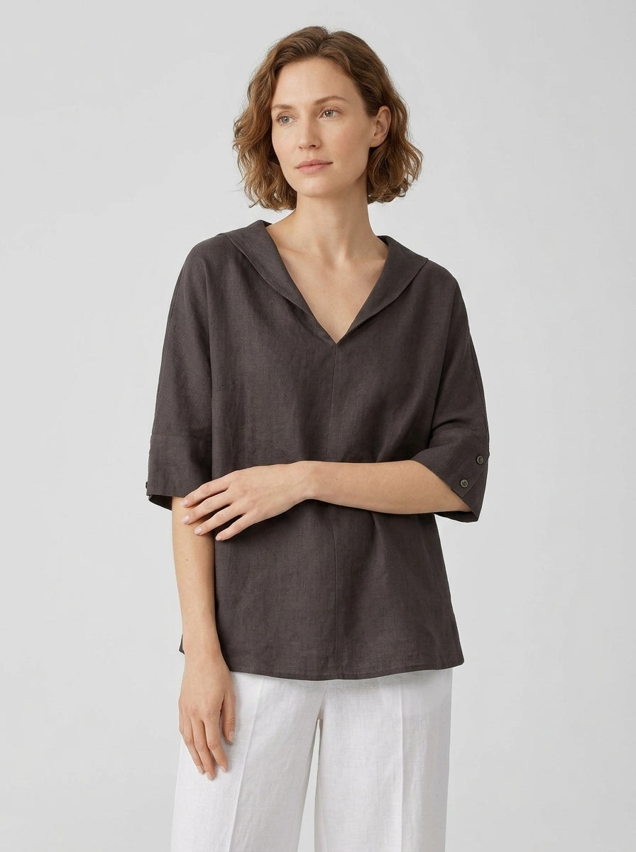 Rosamira | Women's V-neck blouse – lightweight polyester blend blouse