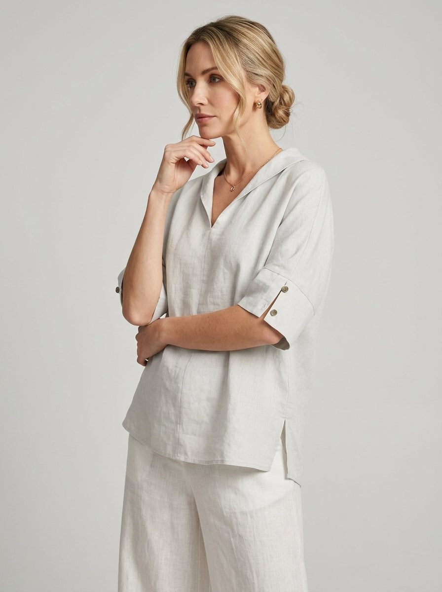 Rosamira | Women's V-neck blouse – lightweight polyester blend blouse