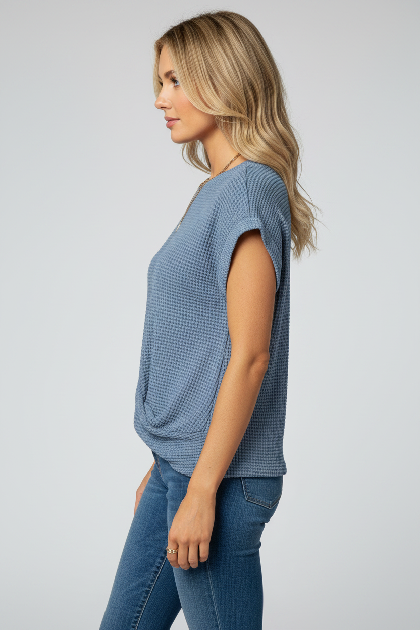 Damska elegancka bluzka casualowa – top z krótkim rękawem