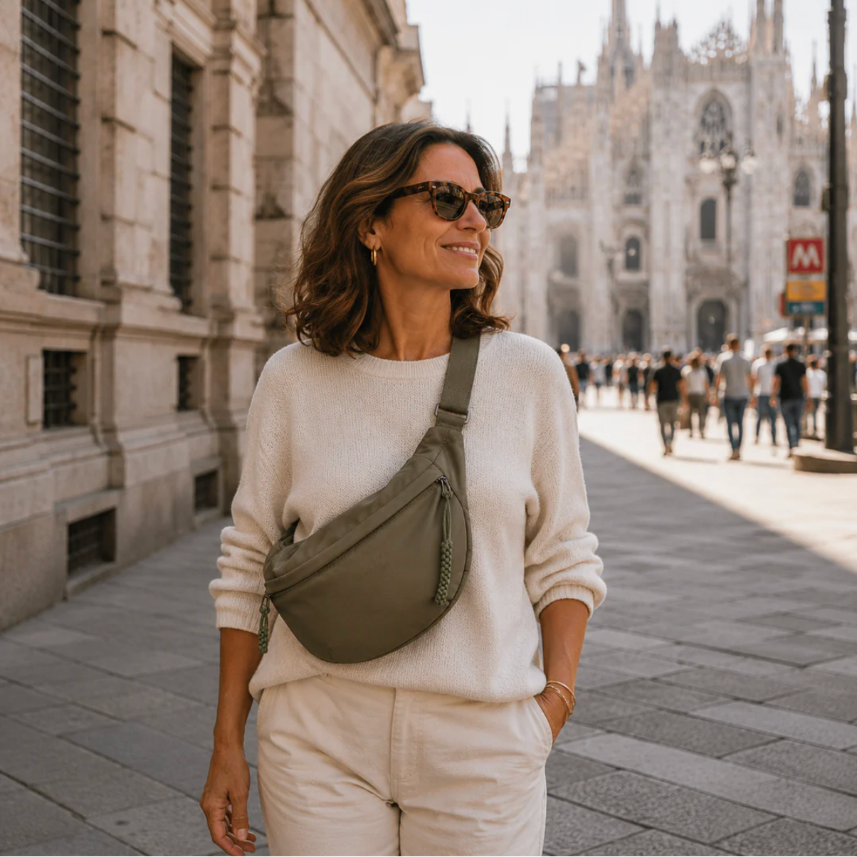 cJolie | Damska torba na ramię w kolorze oliwkowym – nylonowa torba crossbody