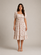 Floral dress with puff sleeves for women – Soleya